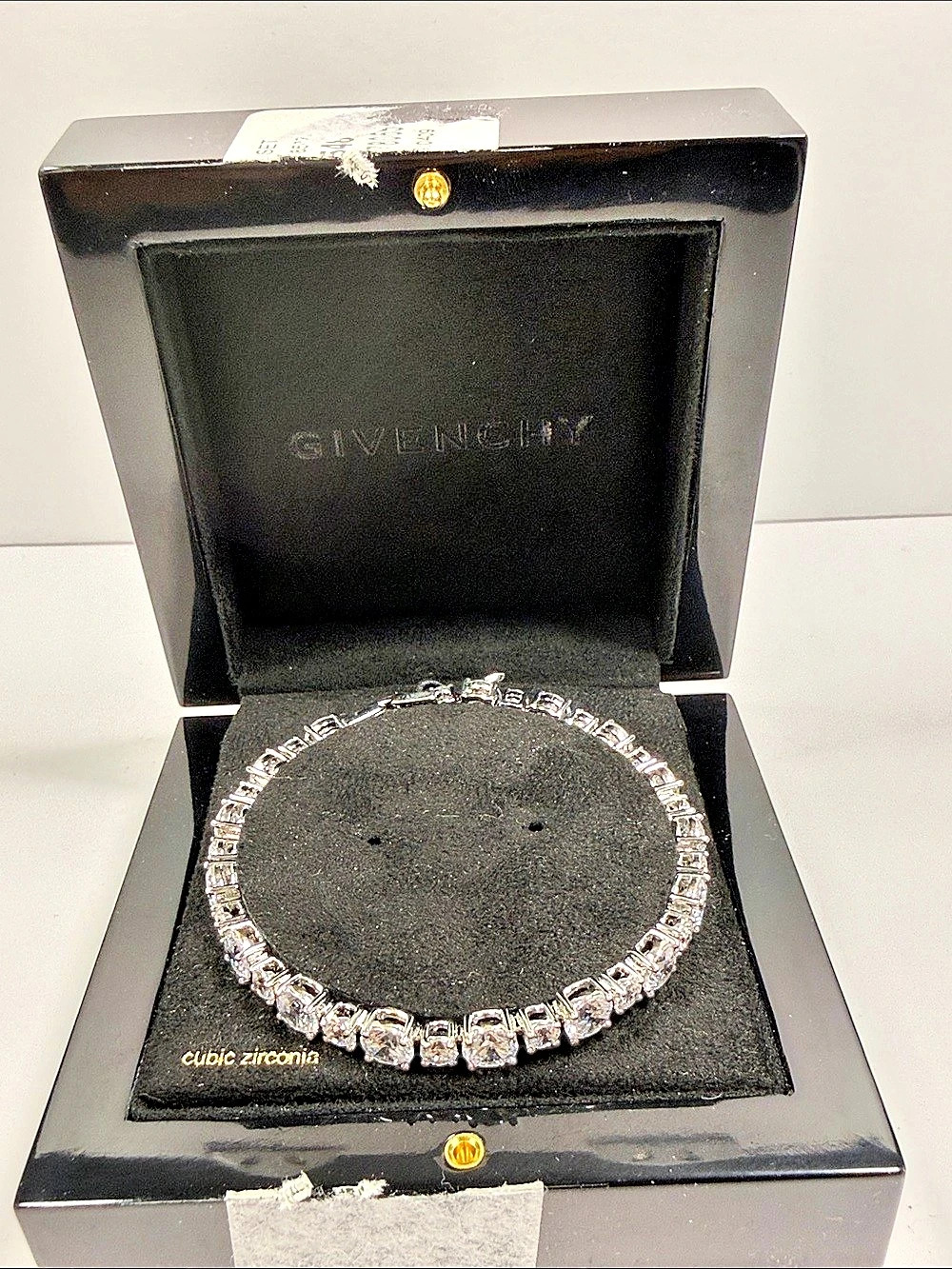 Givenchy Cubic Zirconia Tennis Bracelet Necklace Silver